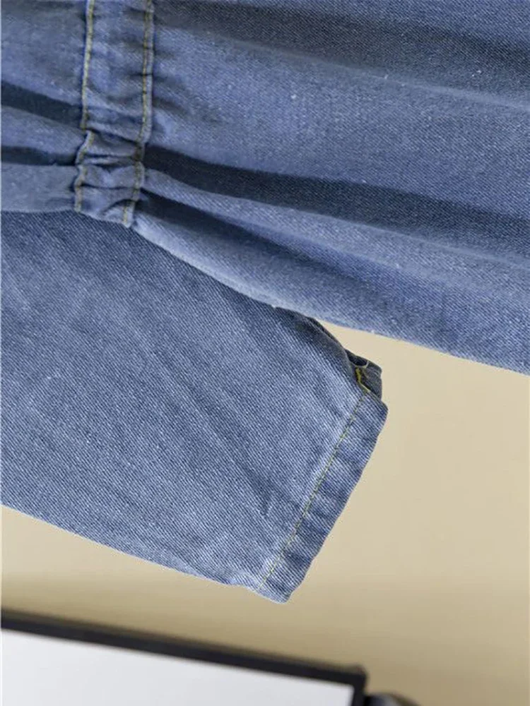 Fitshinling Pasek ze sznurkiem Długie kurtki jeansowe dla kobiet Moda Nowość w kieszeniach Płaszcz jeansowy z kapturem Odzież damska Odzież wierzchnia 2024