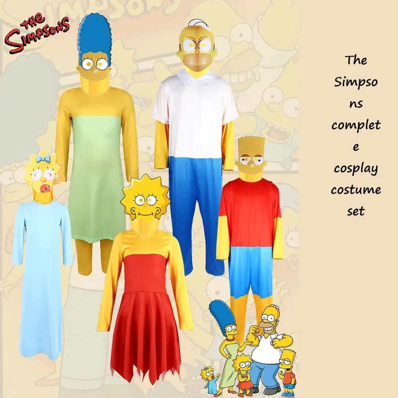 

Аниме-костюм для косплея Симпсона, костюм для родителей и детей, костюм для выступления на сцене, полный комплект костюма для косплея Симпсона