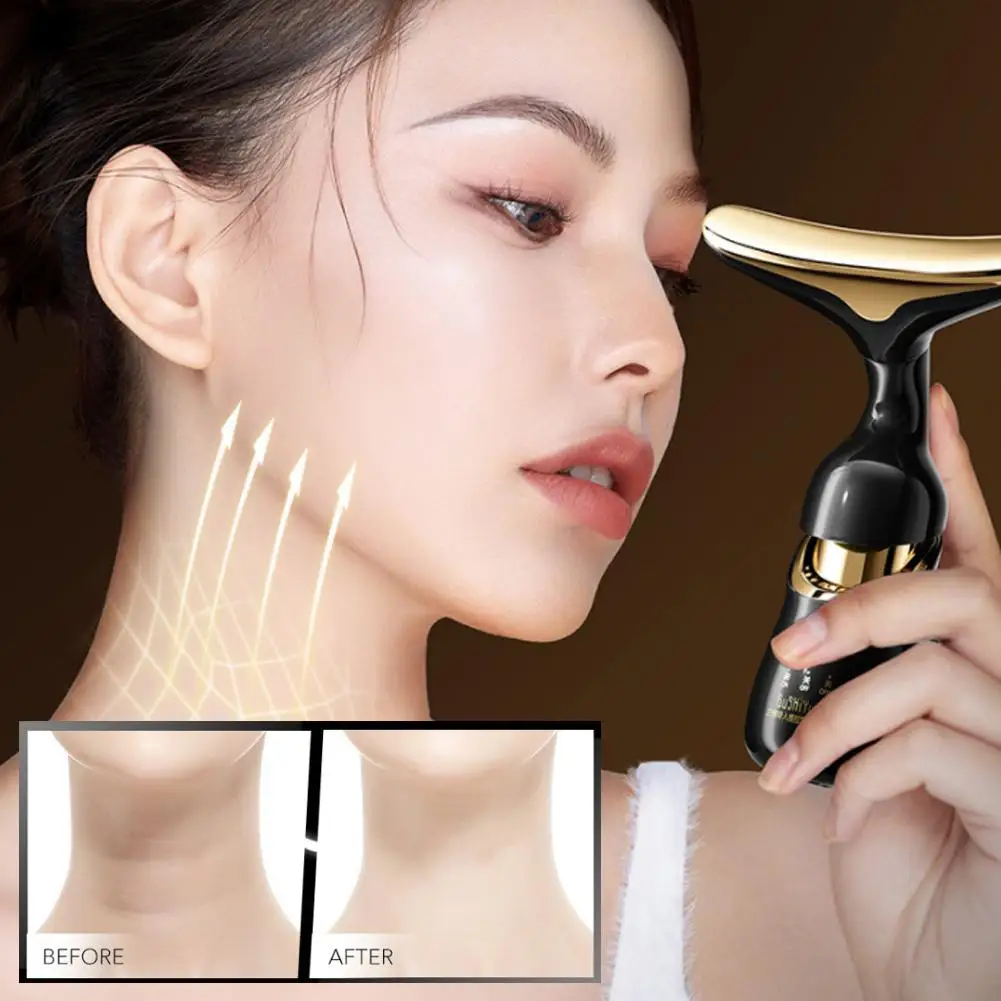 Face Eye Neck Massager 3 In 1 High-Frequency Acoustic Shock Introducer EMS Firming Lifting Essence Cream Skin Care Tool Home