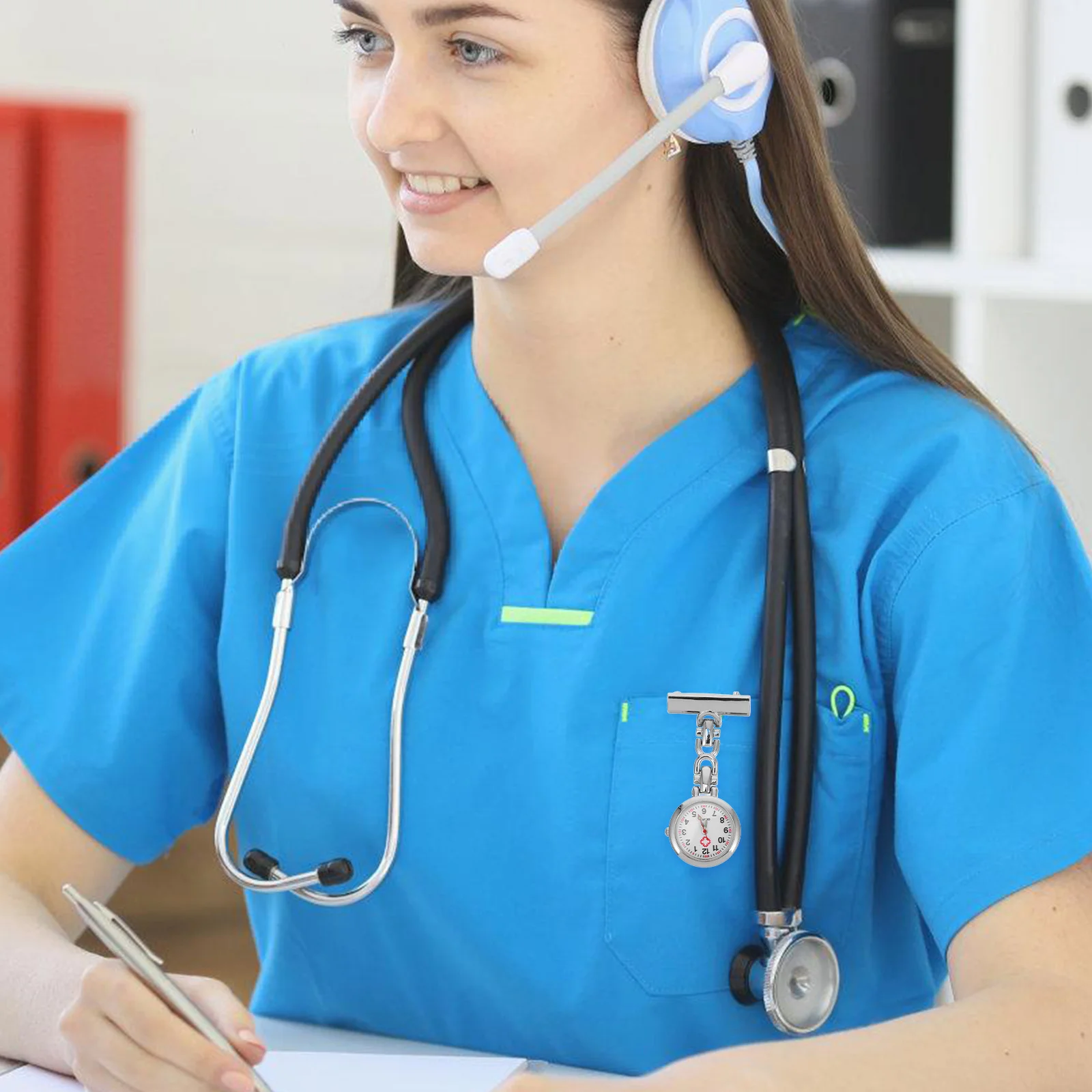 ساعة جيب ممرضة بيضاء أسلوب بسيط الطبية معلقة بروش دبوس كليب ساعة الجيب الرجعية هدية عملية للممرضات