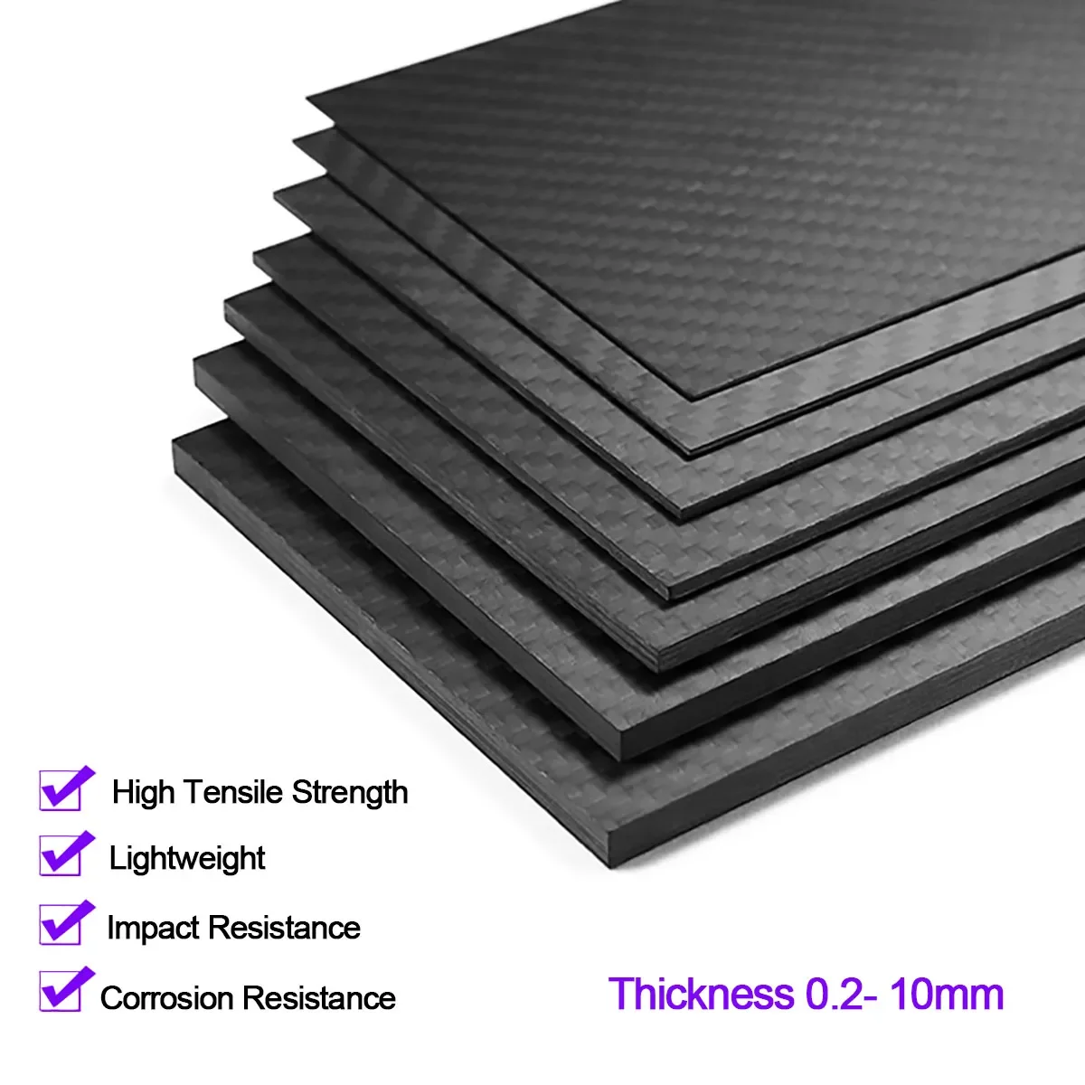 0.2-10mm 3K Plain Glossy Matte Carbon Plate Panel Sheets High Composite Hardness Material Anti-UV Carbon Fiber Board