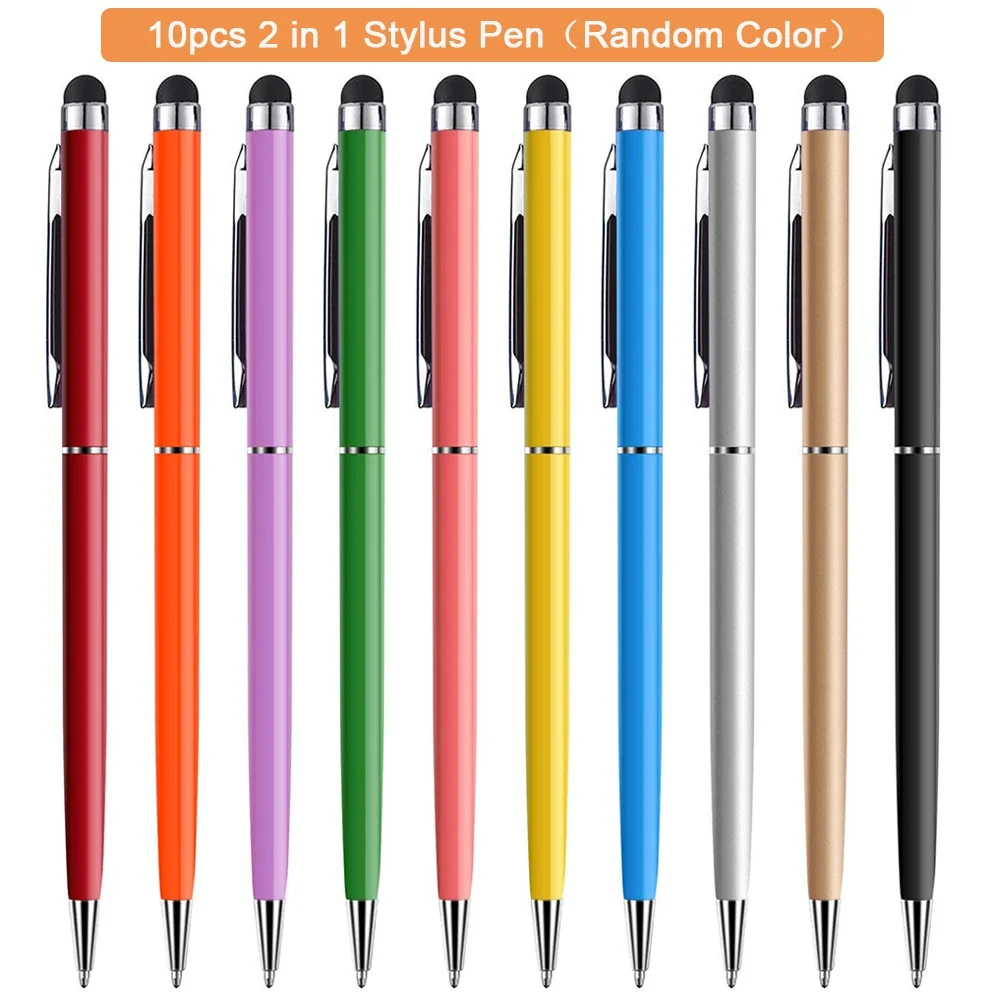10 stks Capacitieve Stylus + Balpen 2 in 1 Universele Tablet Tekening Scherm Touch Pen voor iphone pad Android Mobiele Telefoon