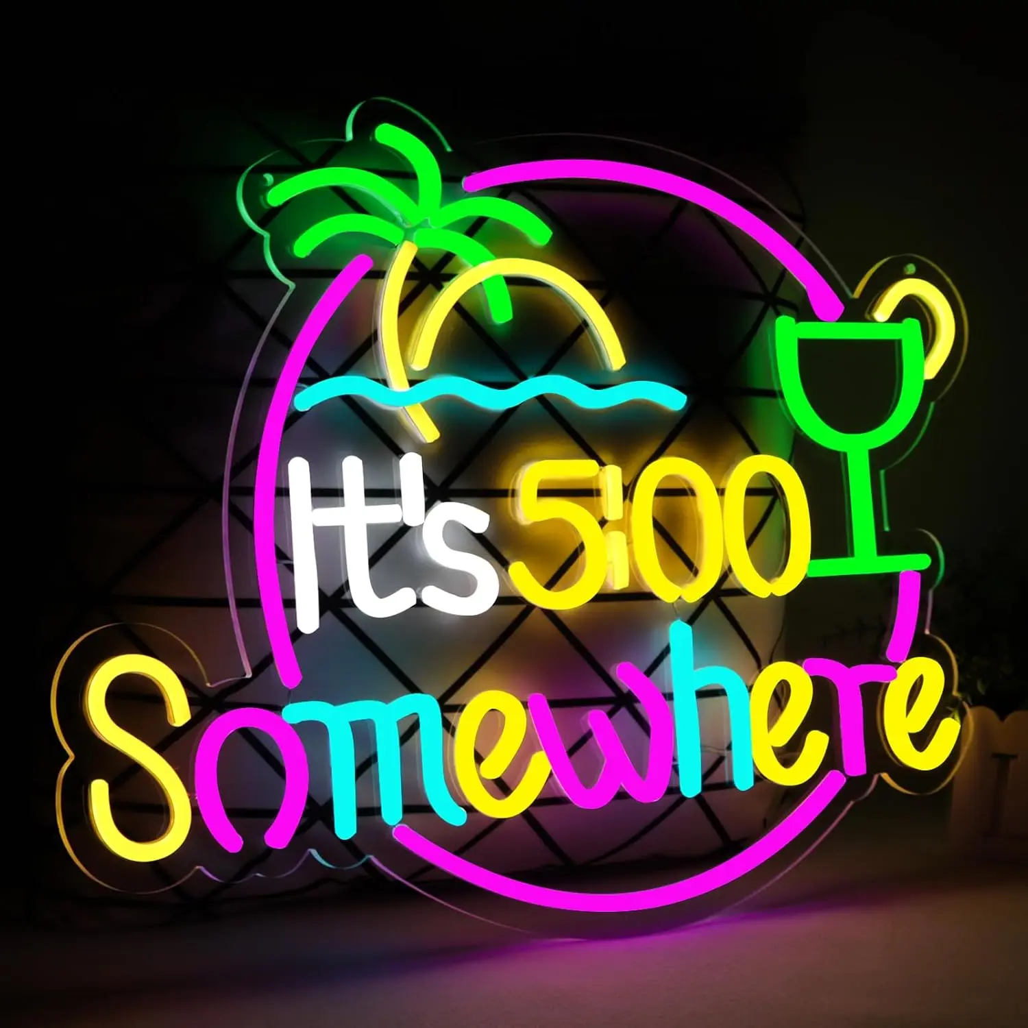 21.6 "x 16.2" حجم كبير It'5:00 في مكان ما النيون الفن الجدار الخفيفة لشريط نادي ويندوز فندق حانة مقهى حفل زفاف ديكور هدية