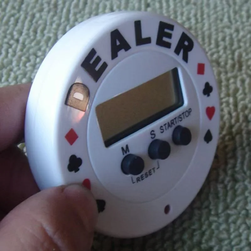 

Pro Poker Dealer Button with Timer Function, Electronic Blind Clock for Texas Hold'em & Casino Games