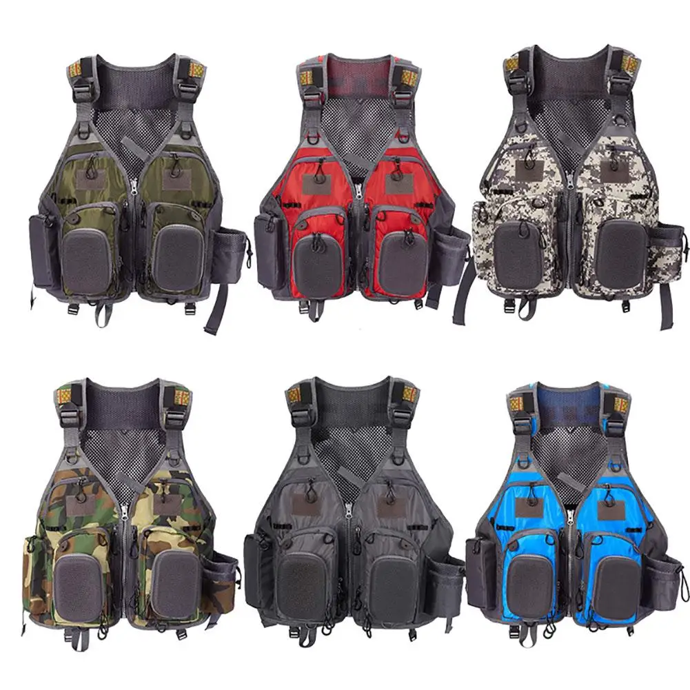 

Men Fishing Vest Multi-functional Breathable Multiple Pockets Oxford Cloth Outdoor Sleeveless Vest Fishing Jacket Drop Shipping