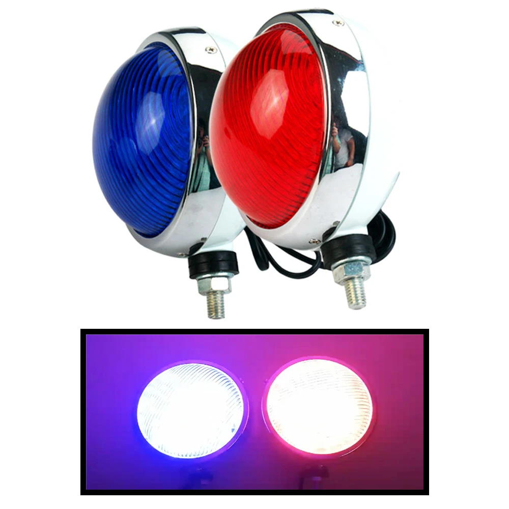 1 Set 12V Traffic Police Motorcycle Strobe Lights Red Blue LED Motorbike Flashing Light Accessories Parts