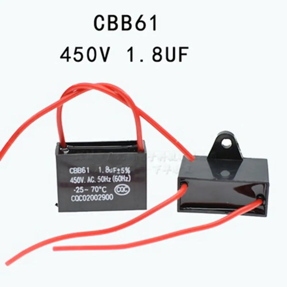 

1 шт., 450 В, 1,8 мкФ, 1,8 мф, Cbb61, конденсатор вентилятора запуска двигателя