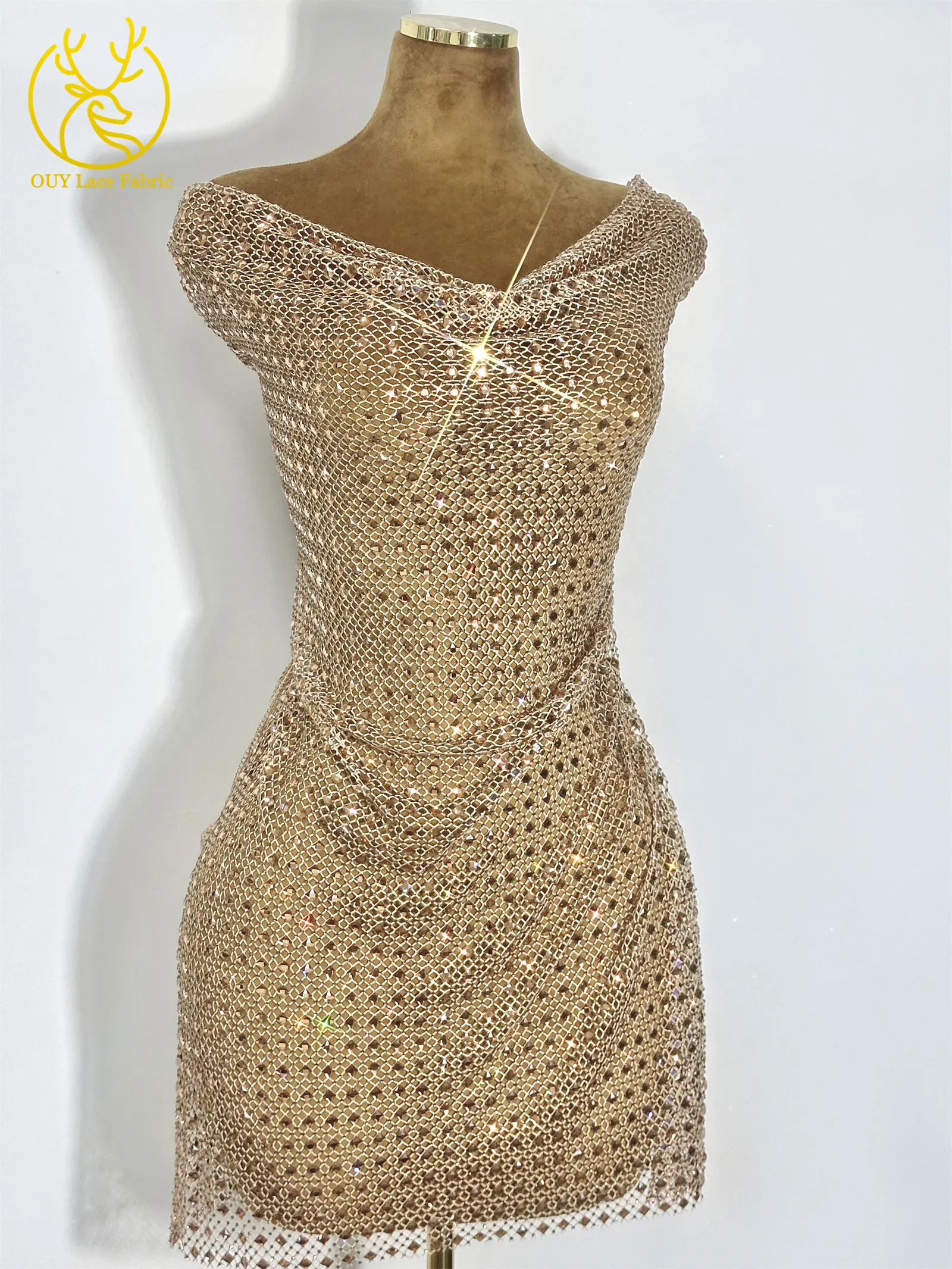 Luxuriöse High-End Abendkleider für Damen aus französischem Juwelen-Stretchstoff 2026 – Hochwertige afrikanische Glasrhinestone-Spitzenstoffe – Detail 21
