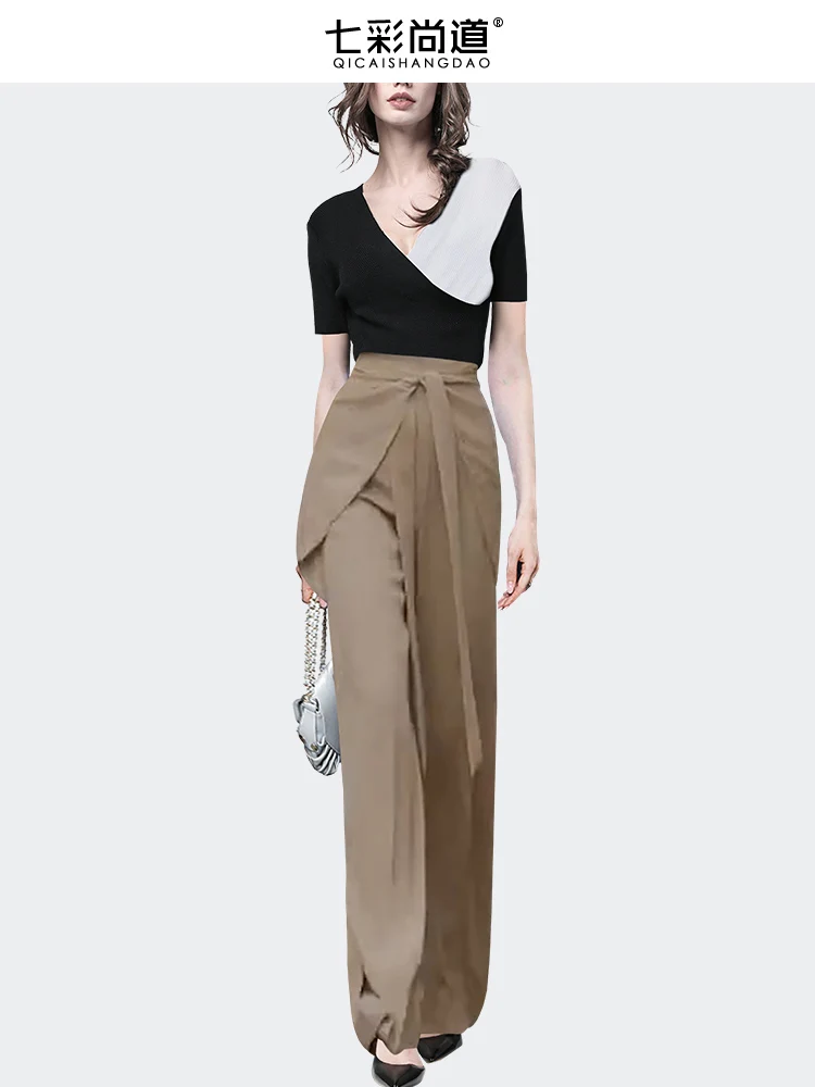 High Waist Wide Leg Casual Pants For Women Spring Summer 2024 Niche Design Floor-length Khaki Suit Pants Female Long Trousers