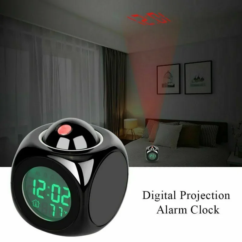 Projection Alarm Clock Creative Attention Digital Weather LCD Snooze Clock Bell Display Backlight LED Projector Home Clock Timer