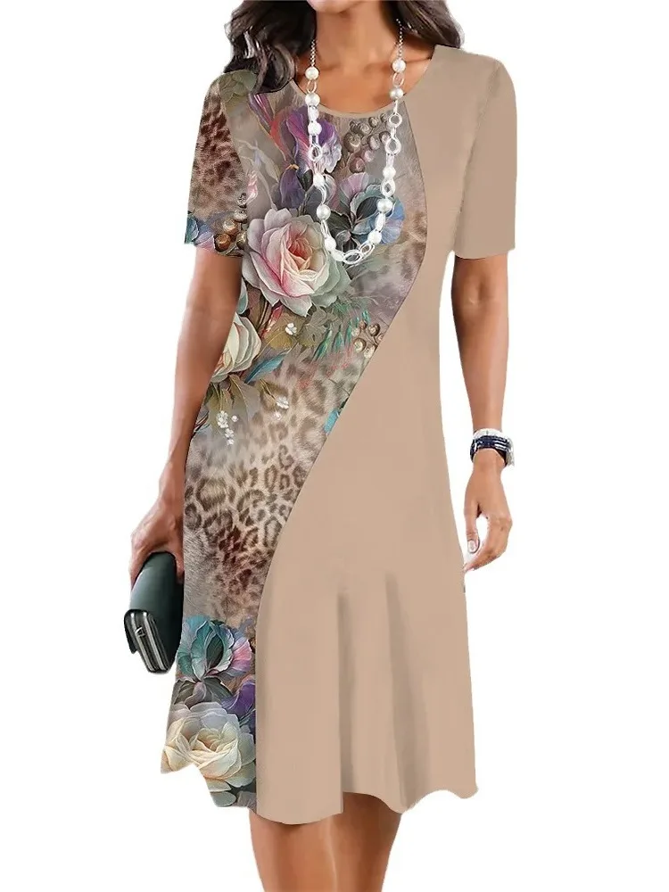 فضفاض كاجوال مستدير Ne Dr المرأة حجم كبير مريح ort Sve محبوك البوليستر الصيف Dr Street Sle Midi Dr