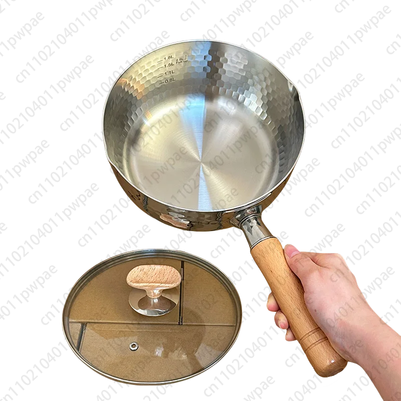 وعاء حليب من الفولاذ المقاوم للصدأ 316L مقاس 22 سم غير مطلي سميك ومقلاة مسطحة للثلج المنزلية للطباخ التعريفي