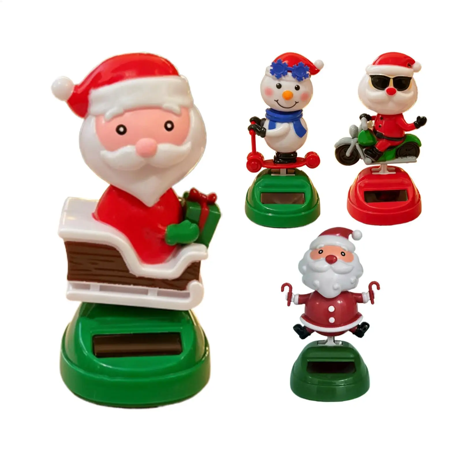 Funny Car Swing Dancer Doll Christmas Solar Dancing Toys Christmas Santa Claus Shaking Head Figures Waving Dolls Car Ornament