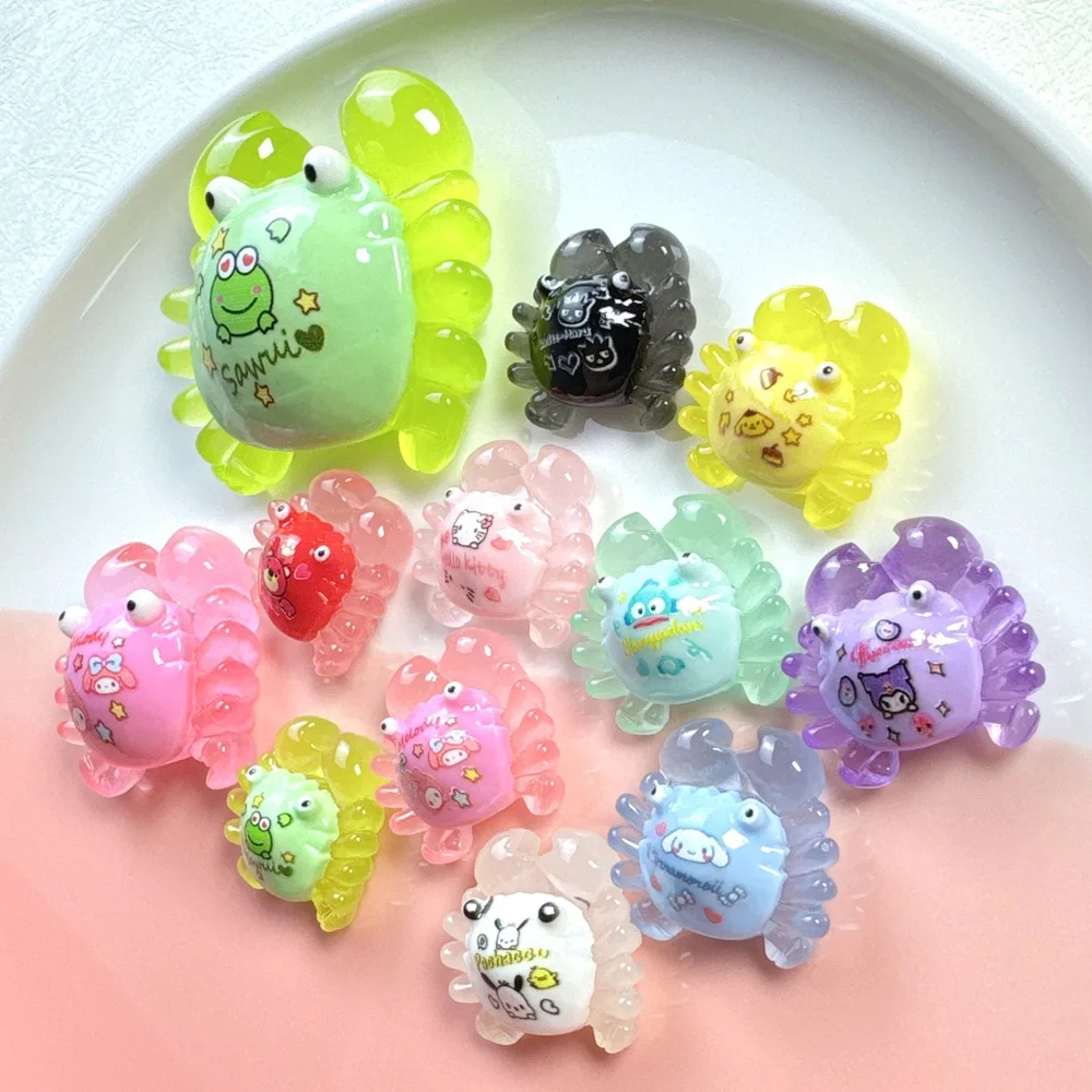 100 stücke kawaii Glitzer Cartoon Krabben Sanrio Serie Flatback Harz Sammelalbum DIY Schmuck Kinder Geschenk Haarnadel Zubehör