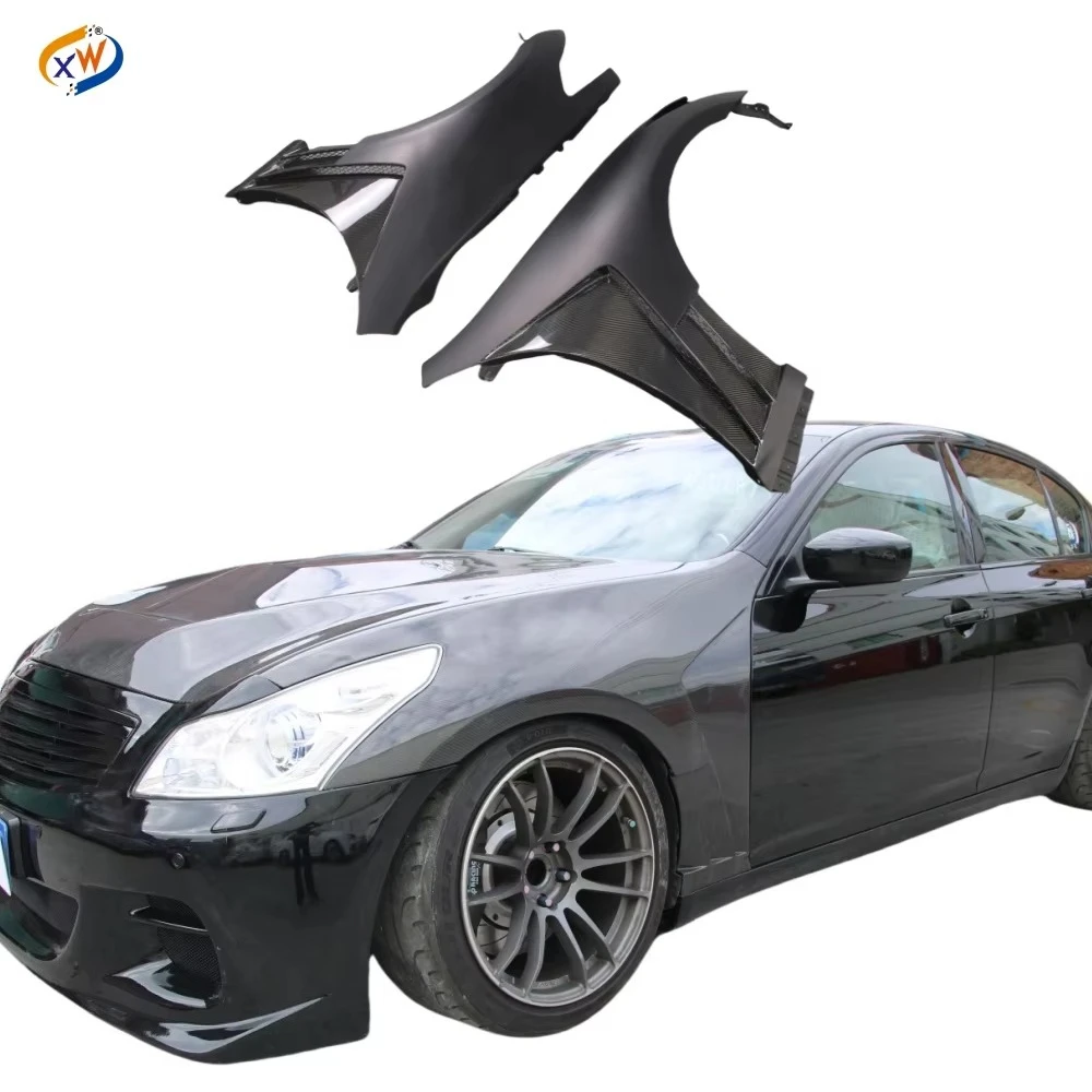 

2008-2014 G37 Fender Четырехдверный седан с открытыми отверстиями Передняя панель из углеродного волокна с боковыми огнями