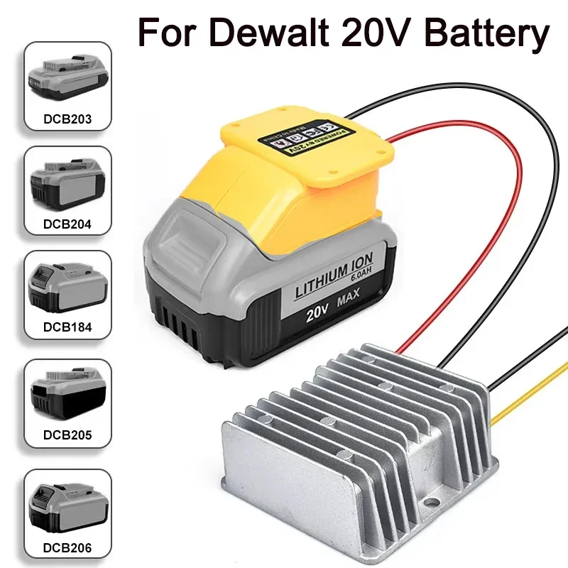 dewalt-20v-リチウムイオンバッテリー用降圧コンバーター。dc-20vを12vに変換、15a、180w。電動工具用アダプター、降圧電圧レギュレーター。