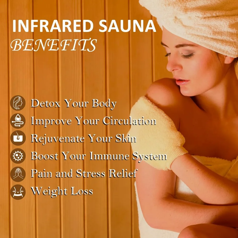 2 Person Infrared Sauna, Low EMF Infrared Sauna for Home, Indoor Sauna Room, Hemlock Wooden Far Infrared Sauna, Dry Sauna