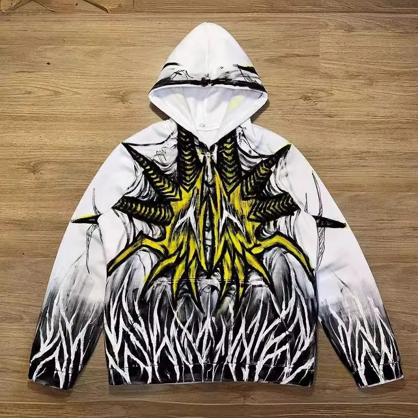 

Уличная готическая толстовка свободного кроя с капюшоном, осенне-зимний свитшот с длинными рукавами и круглым вырезом, пуловер для женщин, модная уличная одежда