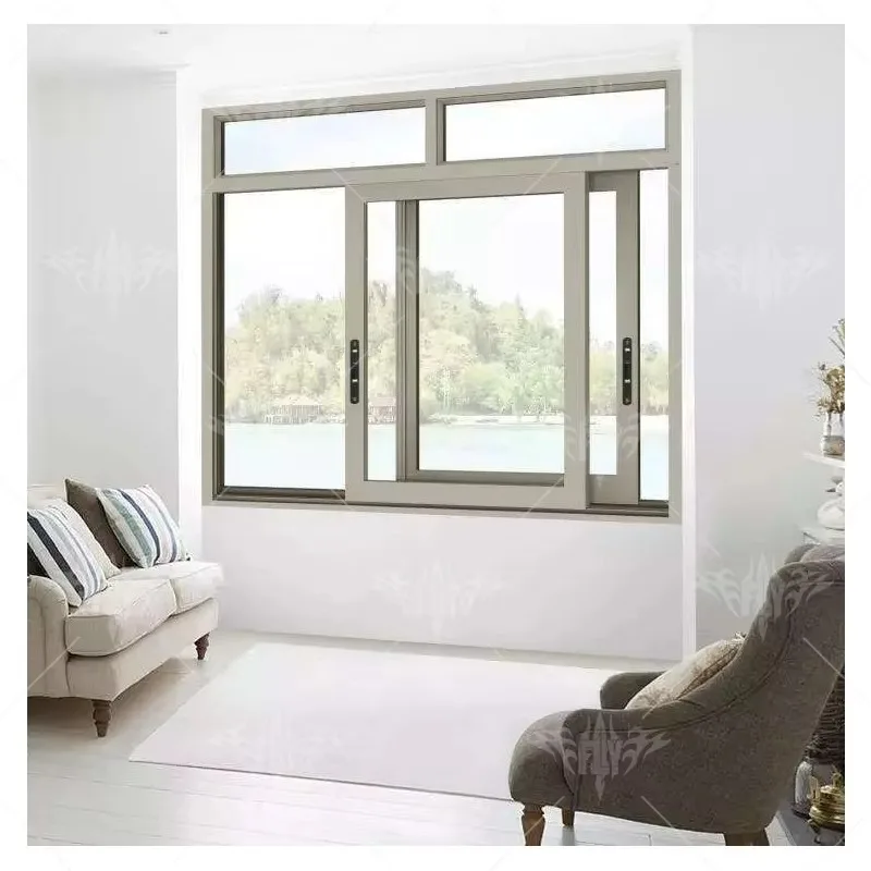 Thermal Break Sliding Window Double Glazing Aluminum Glass Sliding Windows Champagne Color Aluminum Sliding Window