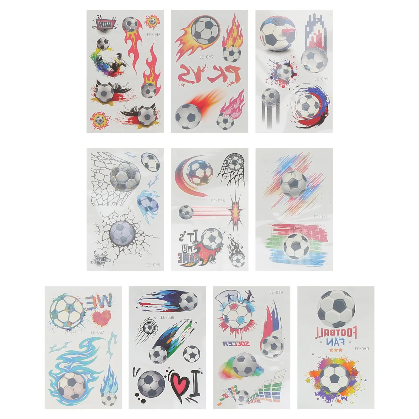 

10 шт. водонепроницаемых наклеек-тату с футбольной тематикой, временные наклейки для тела, декор для спортивных игр, футбол, украшения для тела