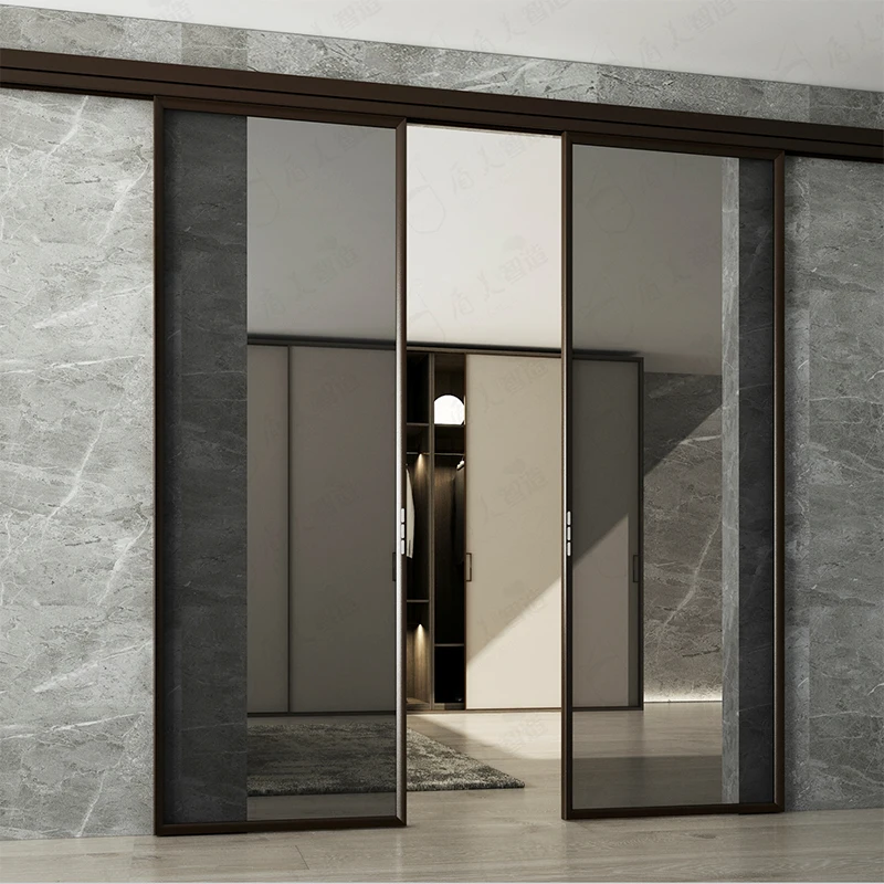 

Hot Selling Magnet Automatic Sliding Door Double Tempered Glass Narrow Frame Aluminum Sliding Doors