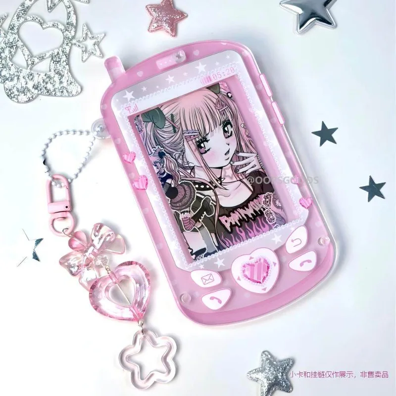 Retro Flip Phone Style 3/3.5 Inch Acrylic Photo Frame, Y2K Card Display & Storage Holder, for Anime Kpop Collectibles Desk Decor