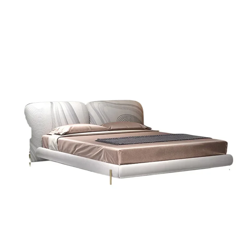 Light luxury simple luxury frosted leather bed, minimalist 1.8 meters double bed master bedroom Nordic ins princess bed