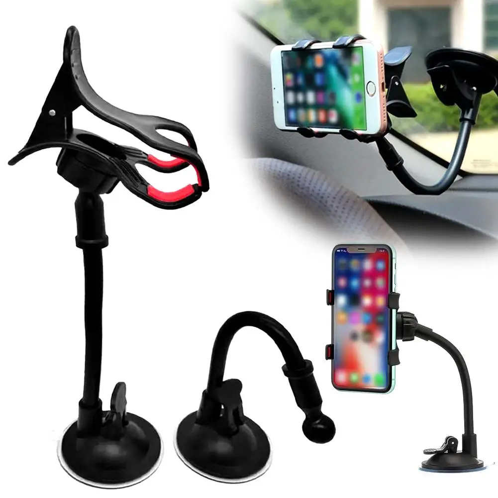 Car Windshield Dashboard Flexible Long Arm Car Phone Stand Holder Mount For IPhone 1514 13 12 11 Pro Max 8 R8B6