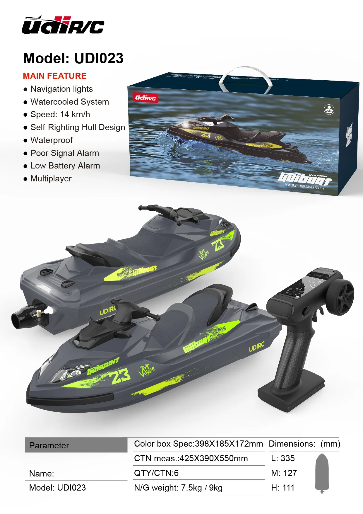 UDIRC UDI023 High Speed RC Boat Brushless 2.4G Waterproof 4CH Outdoor Electric Remote Control Ship Model Toy Adult Boy Gift 2026