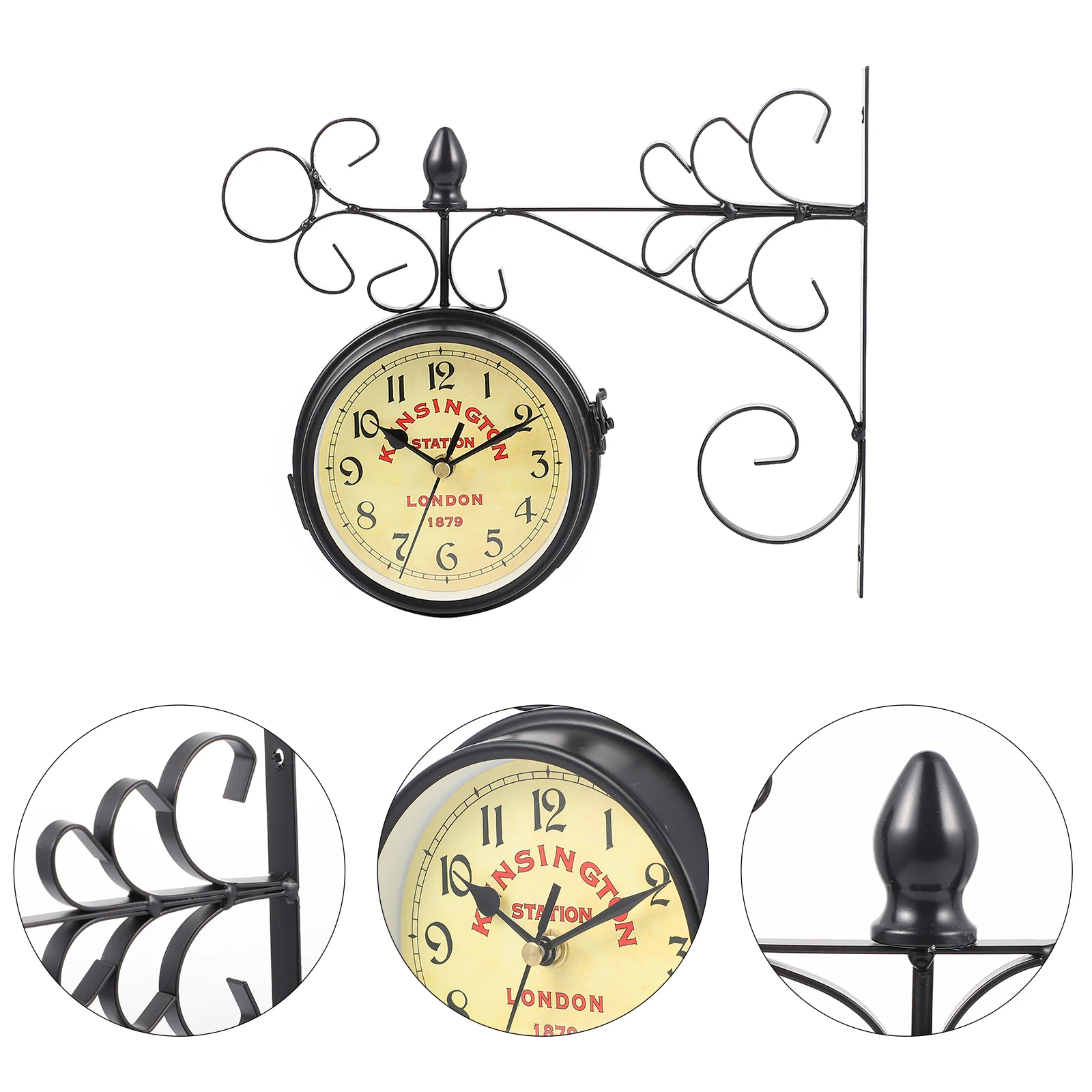 

Double Sided Retro Wall Clock Vintage Home Decor Quartz Room Bedroom Porch Balcony Commercial Ornament