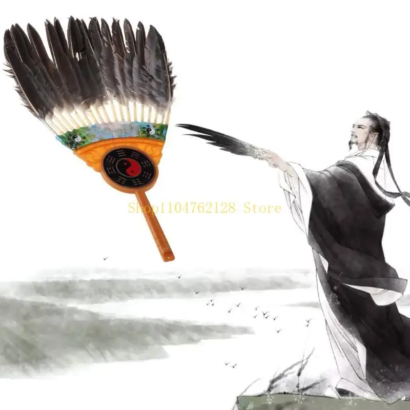 Ancient Chinese Zhuge Liang Black Hand Fan Bamboo Fan Decoration Dance best sale
