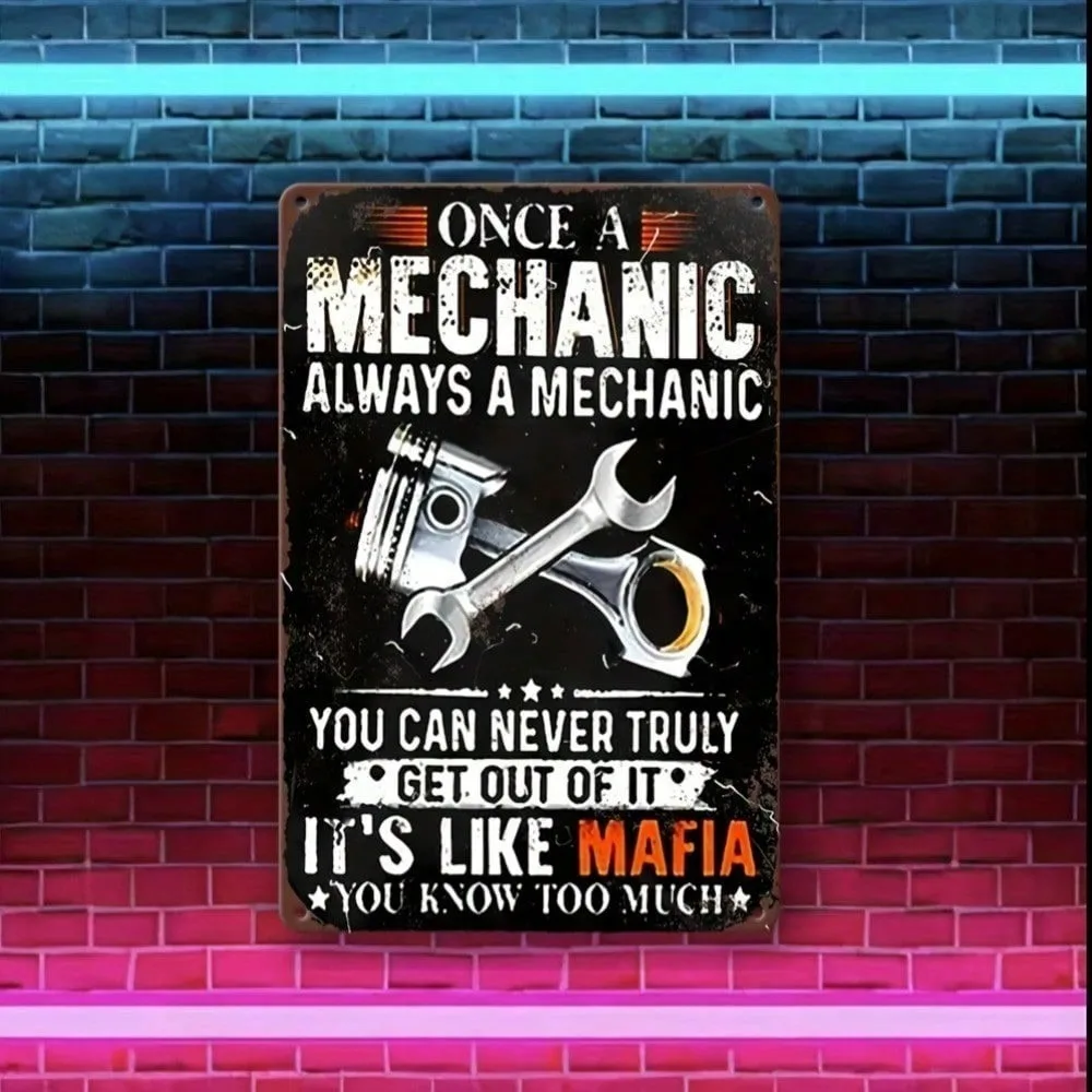 

Vintage Metal Tin Sign For Man Cave Garage Wall Decor - Art Deco Style Weatherproof Garage Mechanic Decor With Pre-Drilled Holes