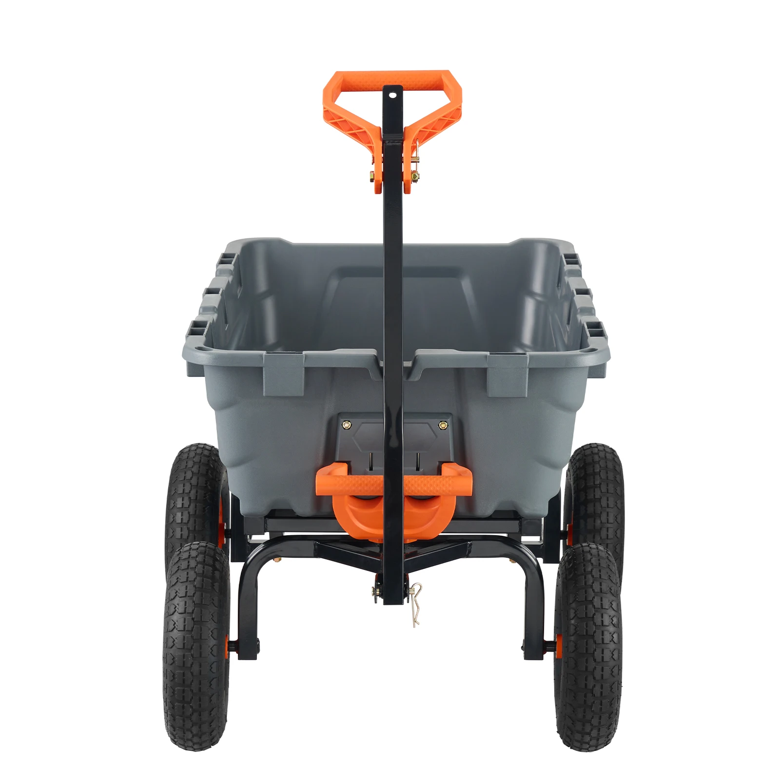 Garden Cart, 6.48 cu.ft Utility Barrow 1200 lbs Load, 13 inch Wheels, Durable Poly Dump Cart with Simple Assembly Steel Frame, Versatile Dump Wagon with Dual-Function Handle