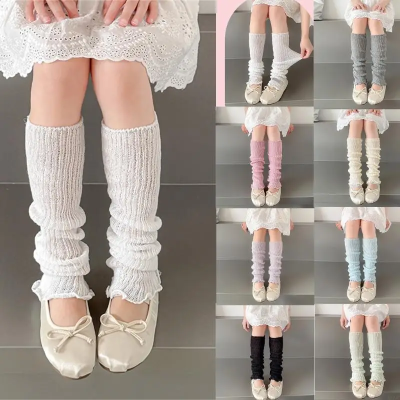 M89C Spring Summer Thin Sock Sleeves Kids Stringy Selvedge Socks Macaron Color Korean Version Girls Stackable Socks