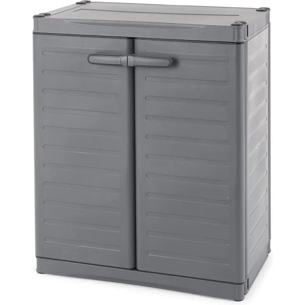 

2-Shel Base Cabinet, MaxIt Lockable Utility Storage with Adjustable Shelves or Garage, Basement, Workshop, Grey - Small
