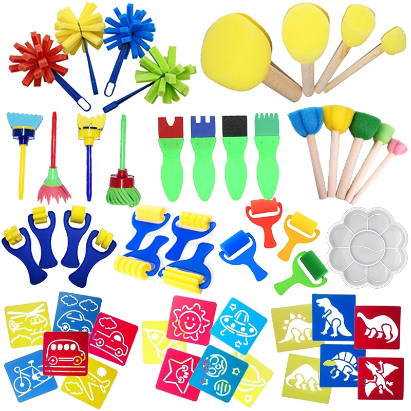 Children Drawing Toy Graffiti Assistance Tool Paint Brush Sponge Brush Finger Painting Parent Child Interactive Puzzle Toys TMZ