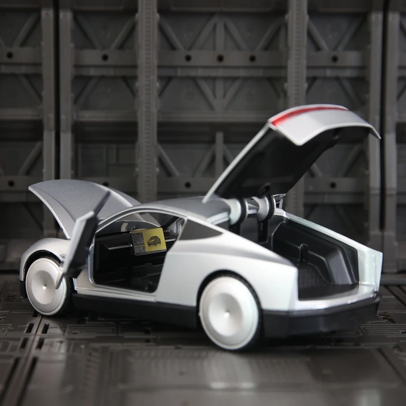 1:32 puertas de modelo de coche de aleación ROBOTAXI de simulación y capó de motor, el maletero se puede abrir tiene funciones de sonido y iluminación simuladas
