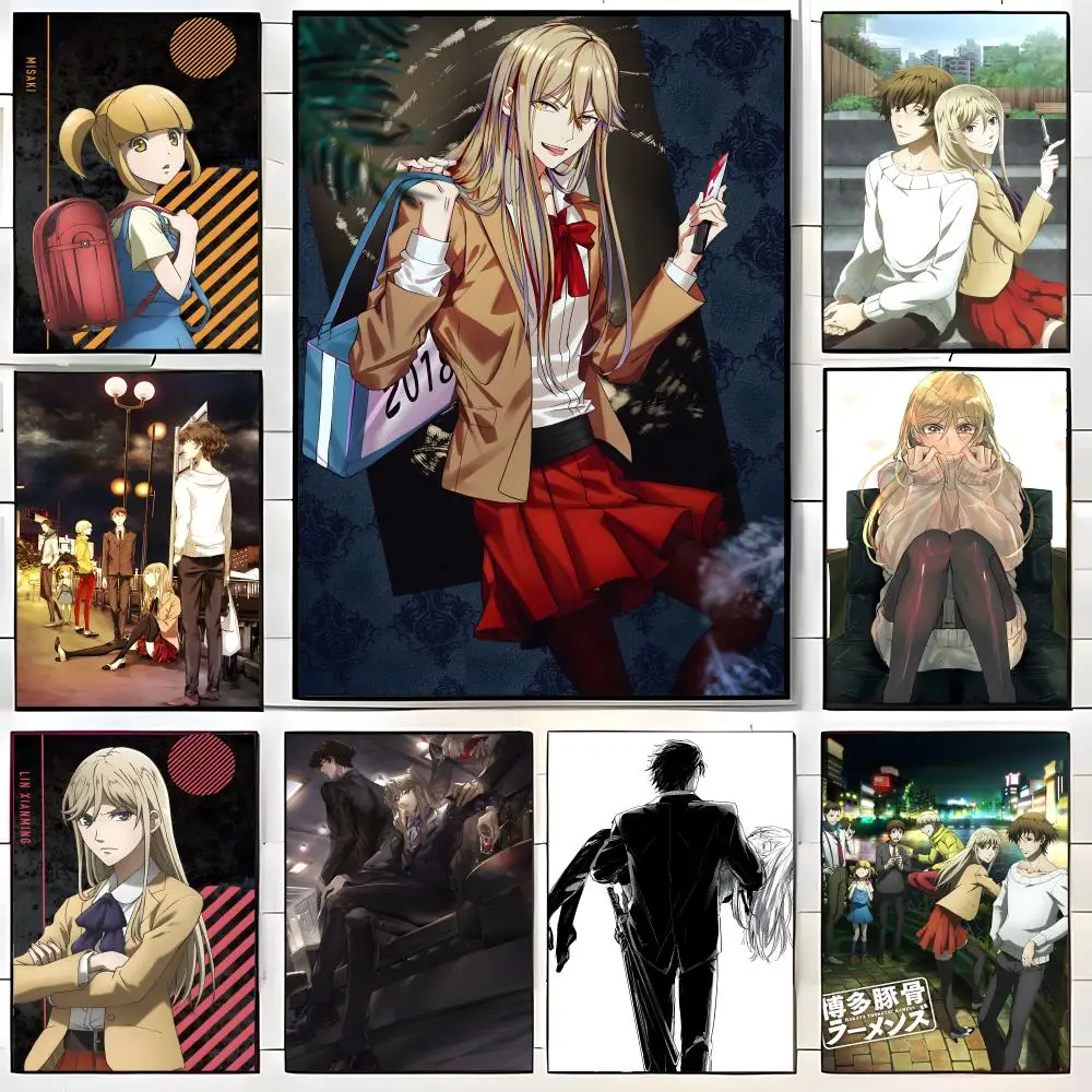 Póster de Anime Crime H-Hakata Tonkotsu Ramens, Adhesivo Decorativo de Papel Impermeable para Pared, Decoración para Cafetería, Bar o Habitación