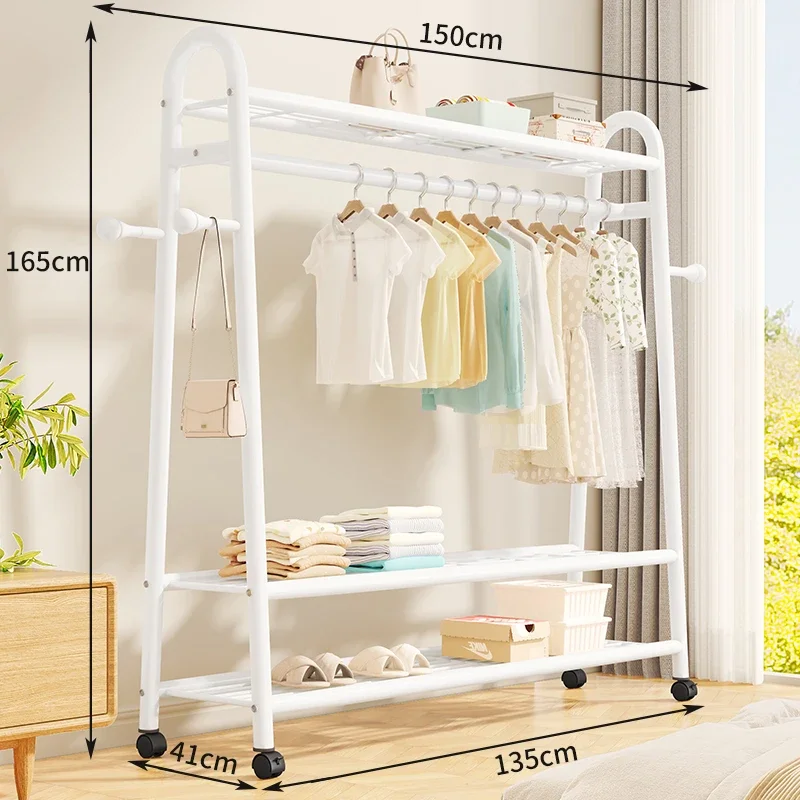 

Floor-mounted wheeled coat rack bedroom balcony luxury simple multifunctional household clothes storage clothes rack