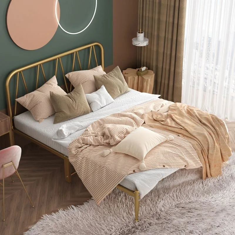 Nordic wrought iron bed 1.5m minimalist modern princess bed single and double bed 1m 1.2m reinforced Instagram trending