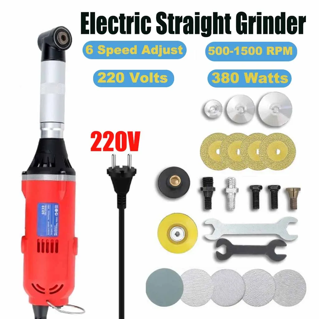 

380W Electric Straight Grinder 6 Speed Adjustable Cleaning Machine Grinder Sander Polisher Ceramic Tile Beauty Sewing Tool 220V