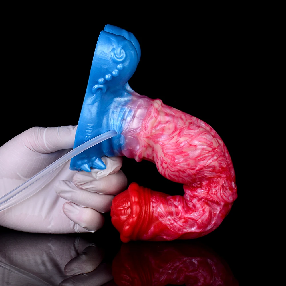 ELKKOST Dildo Kuda Silikon yang Dapat Memancut Cairan, Plug Anal yang Dapat Dipompa dengan Pompa, Dilator Anal, Stimulasi Titik G, Mainan Seks Dewasa