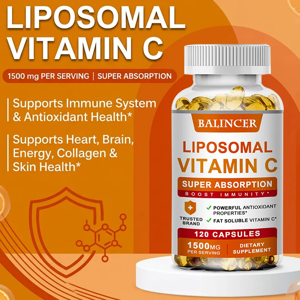 Liposomal Vitamin C 1500mg, High Absorption Fat-Soluble Ascorbic Acid, Immune Support, Collagen Booster & Antioxidant Supplement