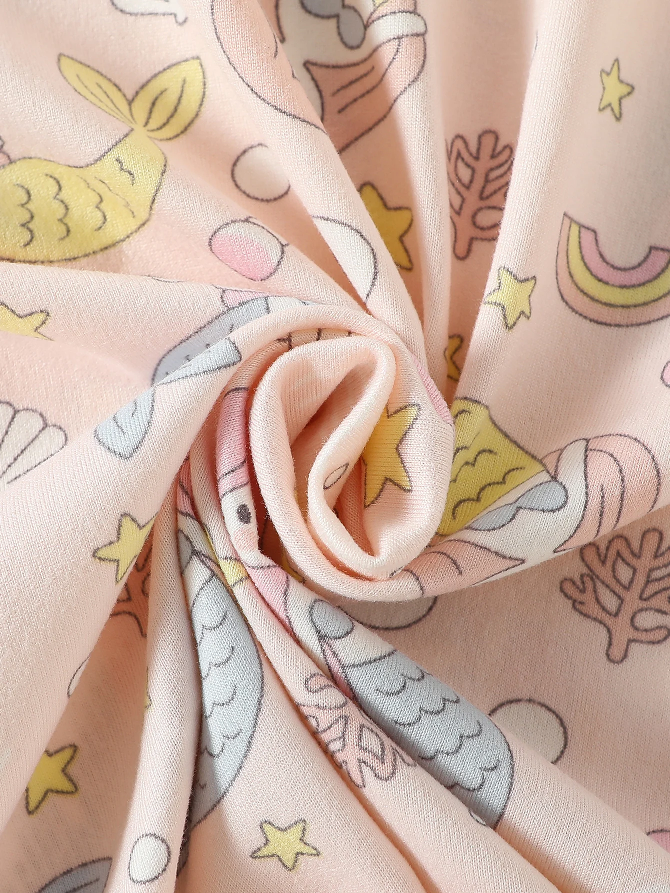 2-teiliger Kinder-Herbstanzug mit süßem Meerjungfrauen-Print, lässiger, warmer Anzug für Jungen und Mädchen, bequeme Hauskleidung, langärmelige Hose – Detail 2