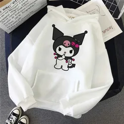 2024 Winter Plus Size Women's Pullover Korea Fashion Cute Sanrio Kuromi Y2K Women's Cotton Hoodie Sweatshirt