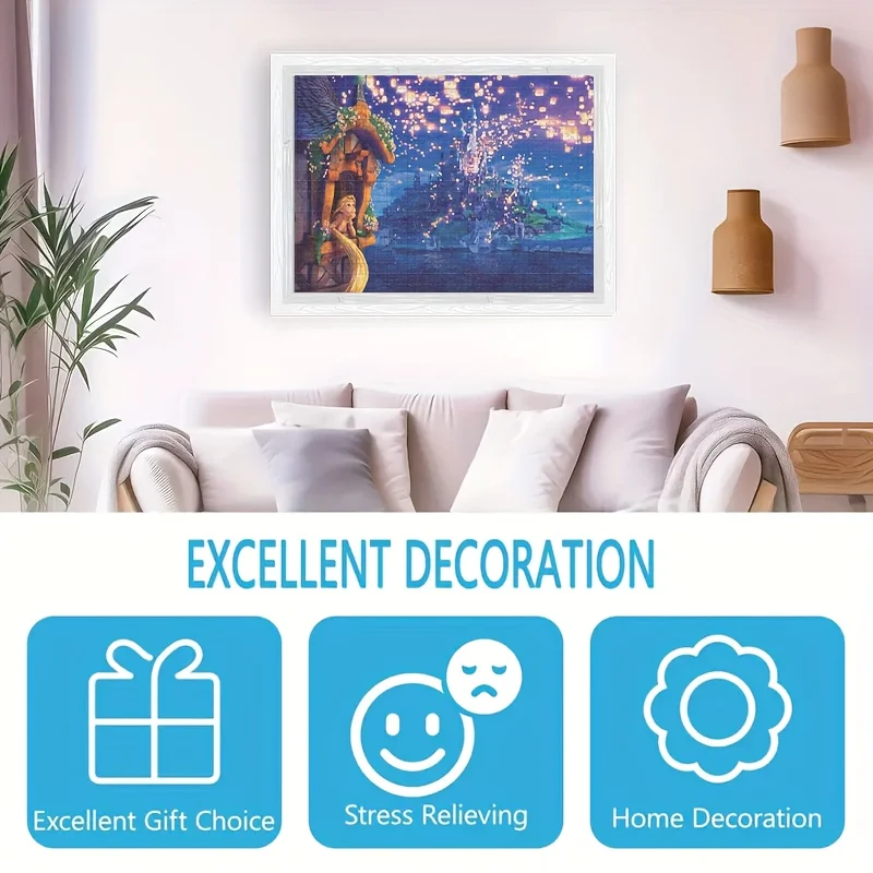 1000 قطعة ألغاز مناسبة للبالغين - لعبة تحدي قابلة للتركيب على الحائط مع قطع من الورق المقوى السميك، بدون خياطة - غرفة دي