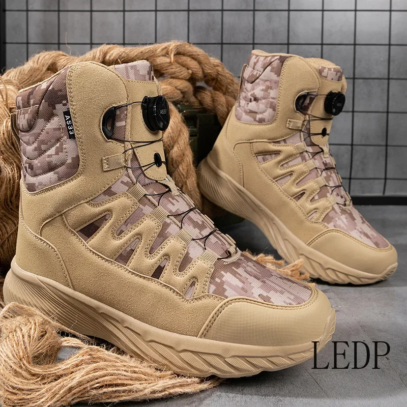 

Men's Leather Boots Tactical Desert Combat Boots Anti Slip and Wear-resistant Outdoor Hiking Boots Men's Shoes