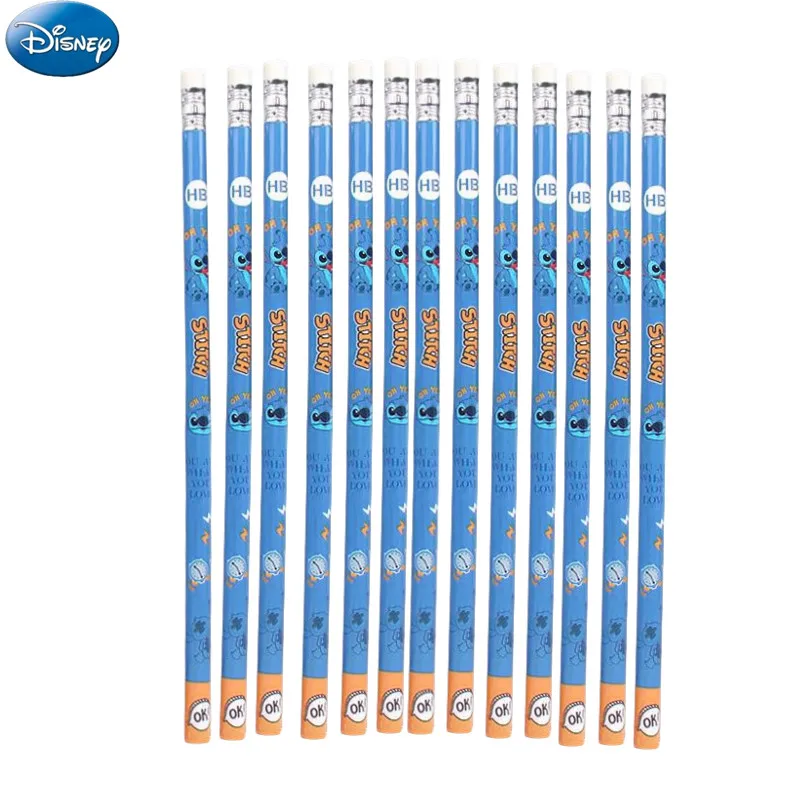 New Disney Stitch  Anime Pencil Cartoon Crayon Children with Rubber School Supplies Pencil Student Pencil kids Christmars Gift