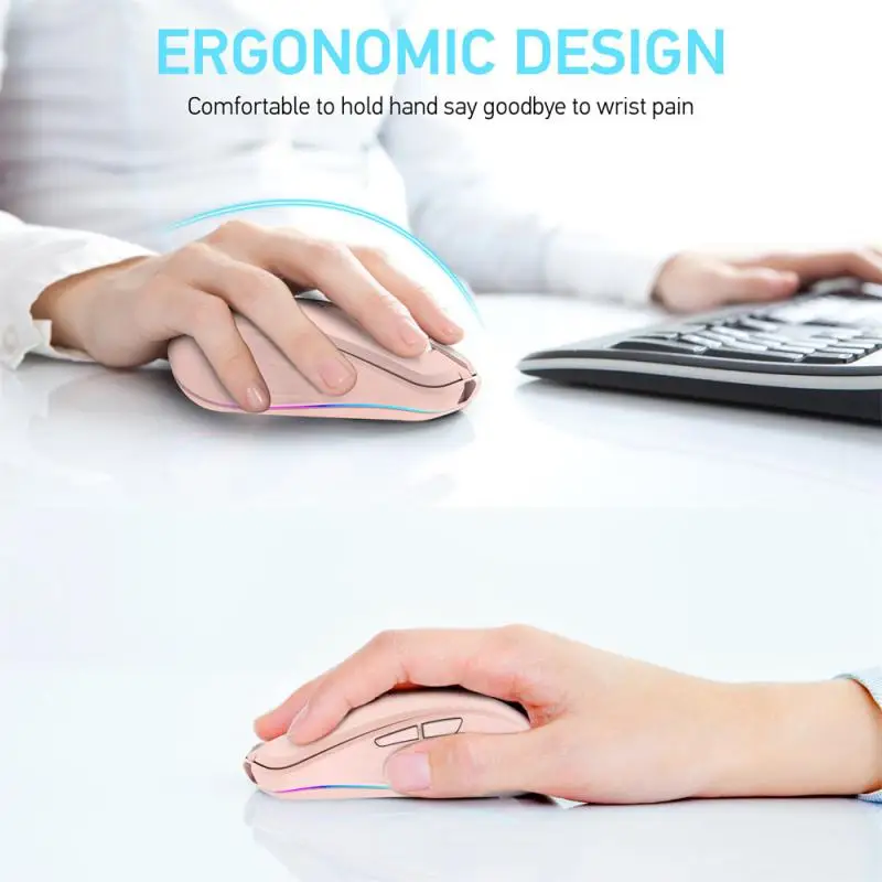 Ergonômico usb mouse de computador sem fio, silencioso, 2400 dpi, óptico, para gamer, para pc e laptop