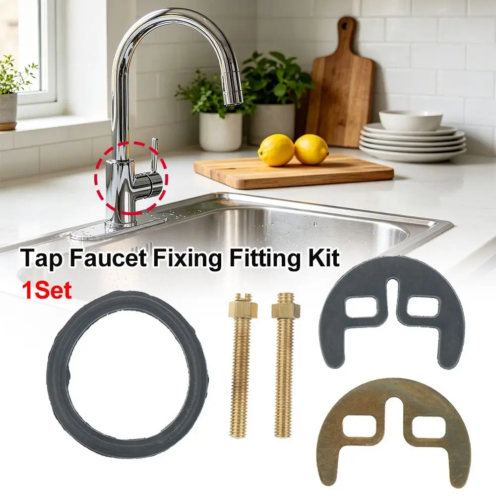 1Set M8 Bolt Tap Faucet Fixing Fitting Kit Washer Plate Hex Wrench Faucet Accessories Plastic Rubber Stainless Steel Secure Fit